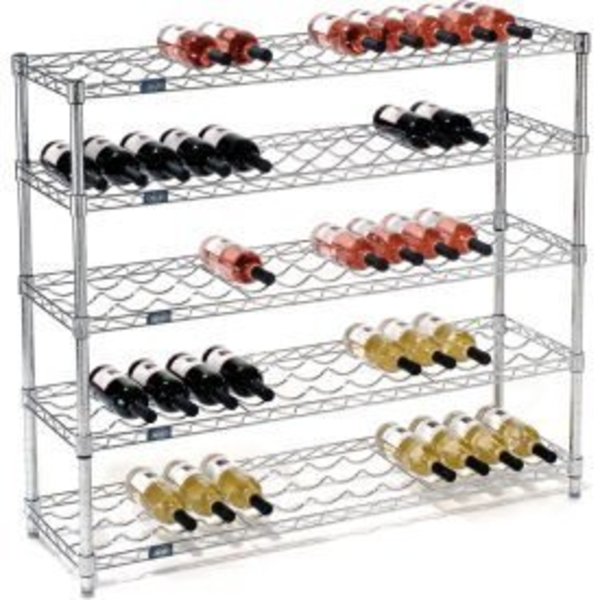 Global Equipment Nexel    Wine Bottle Rack - 65 Bottle 48"W x 14"D x 42"H, Chrome 797146